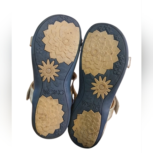 Vionic Orthoheel Gold Studded Bling Leather Slide Sandals Womans 9 - Picture 9 of 10